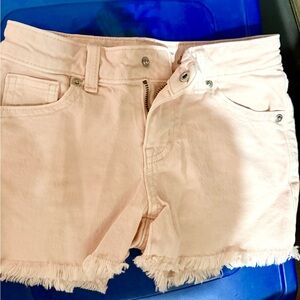 Girls Pink Frayed Hem Shorts